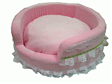 Лежанка  круглая "Будуар" 52*52*20 см, розовый, флок, кружево 